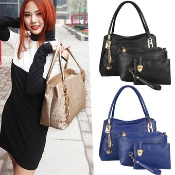 New Fashion Women 3pcs Synthetic Leather Embossing Bag Set