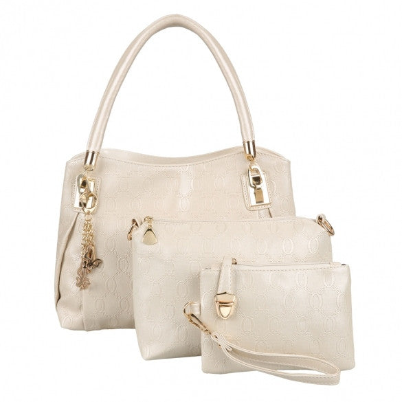 New Fashion Women 3pcs Synthetic Leather Embossing Bag Set