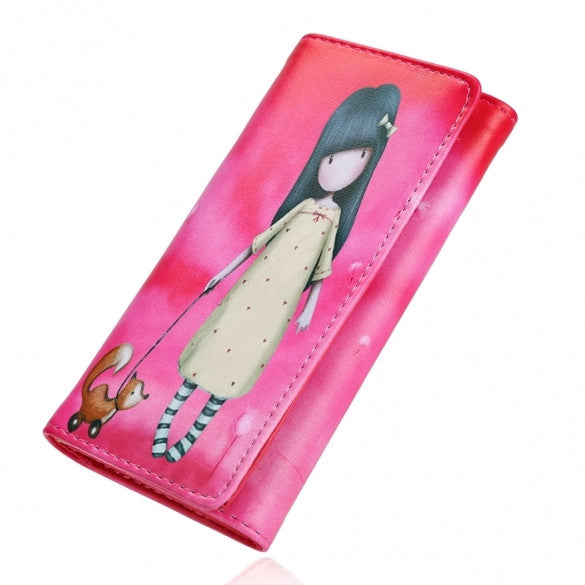 Stylish Ladies Korean Style Synthetic Leather Wallet Card Holder Cute Print Ractangle Purse