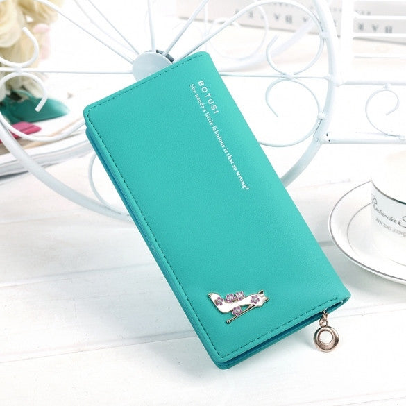 Women Fashion Synthetic Leather Foldable Purse Credit ID Card Holder Long Clutch Wallet