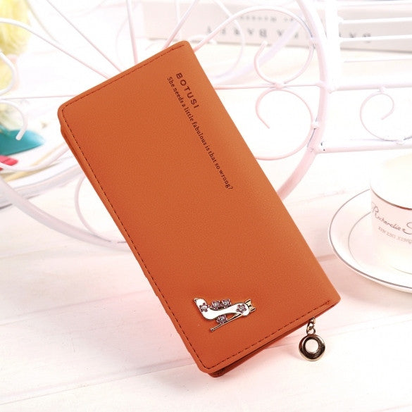 Women Fashion Synthetic Leather Foldable Purse Credit ID Card Holder Long Clutch Wallet