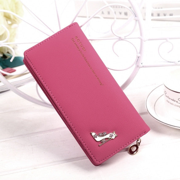 Women Fashion Synthetic Leather Foldable Purse Credit ID Card Holder Long Clutch Wallet