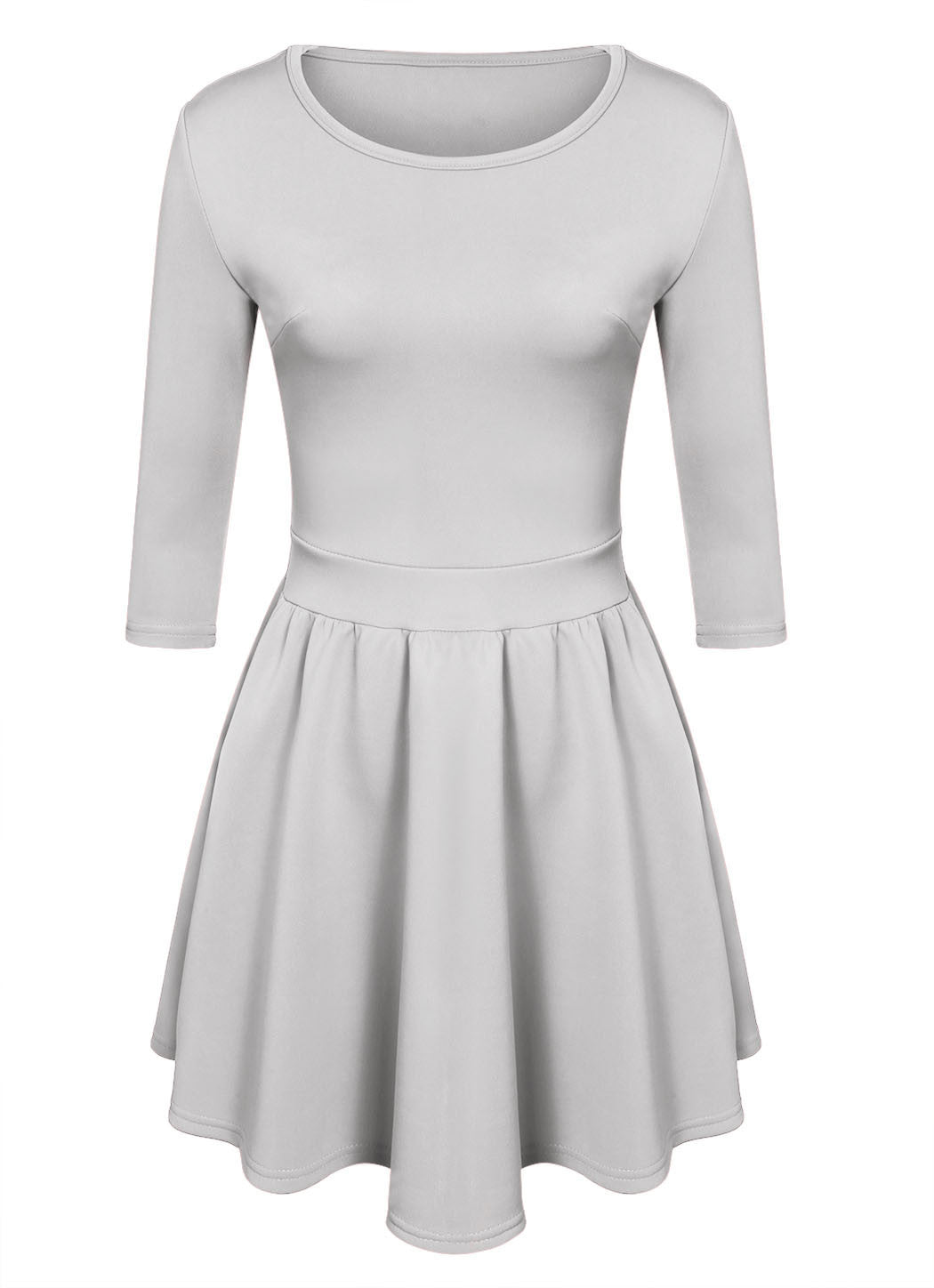 3/4 Sleeves Pleated A-line Short Skater Dress