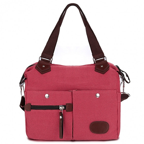 Women Canvas Many Pockets Multi-functional Shoulder Bag Handbag Cross Body Messenger Bag