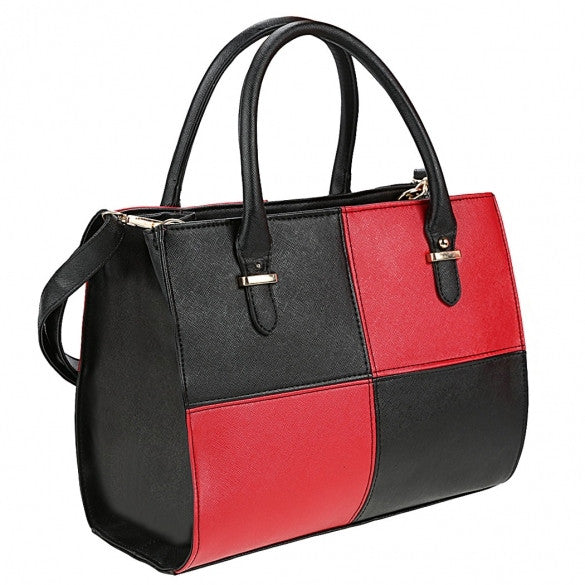 Ladies Fashion Bags Tote Handbag Women's Check Plaid Casual Faux Leather Shoulder Bag