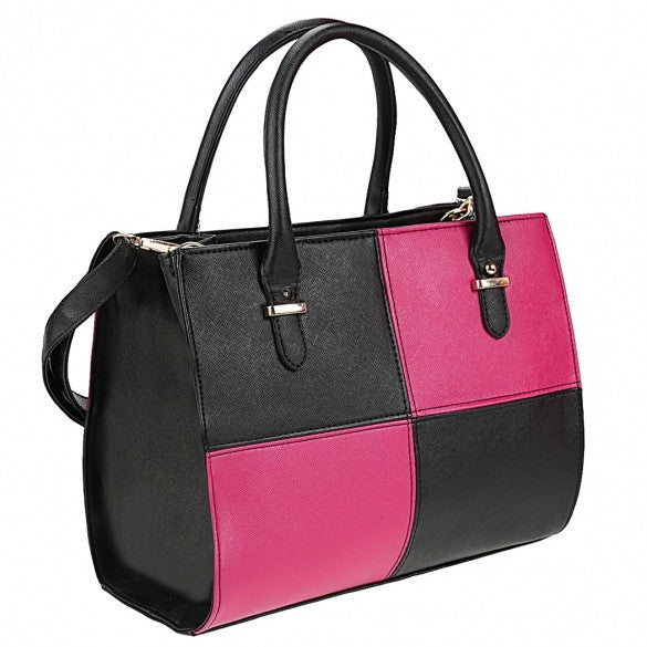 Ladies Fashion Bags Tote Handbag Women's Check Plaid Casual Faux Leather Shoulder Bag