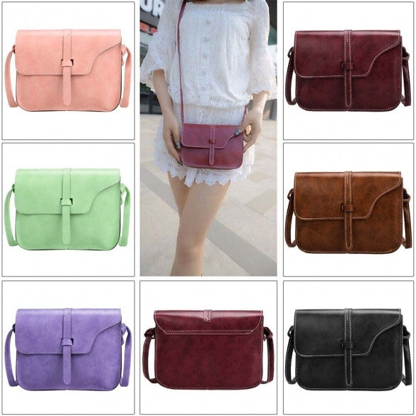 Women Fashion Retro Synthetic Leather Mini Solid Handbag Cross Body Shoulder Bags