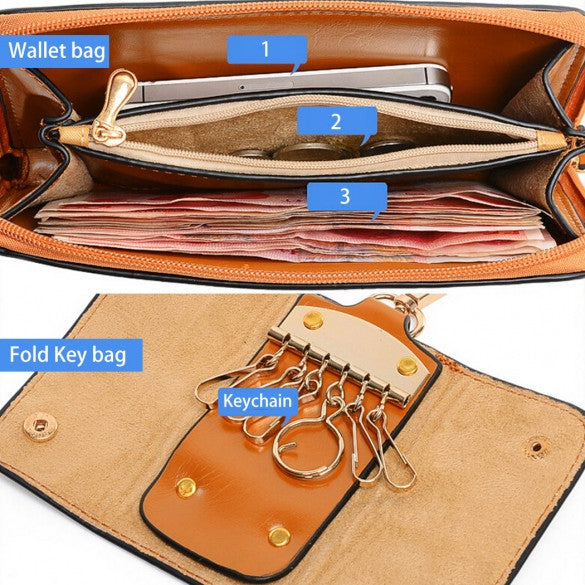 Fashion Women's Synthetic Leather Shoulder Bag + Messenger Bag + Bag + Wallet 4 Sets