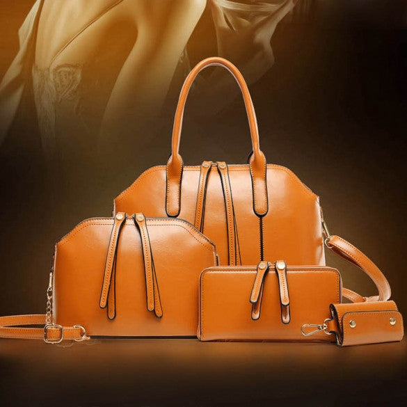 Fashion Women's Synthetic Leather Shoulder Bag + Messenger Bag + Bag + Wallet 4 Sets