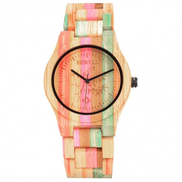 Fashion Unisex Bamboo Round Dial Quartz Watch Wristwatch