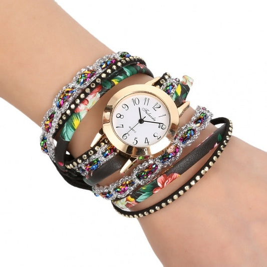 Women's Multi-Strap Bracelet Watch Round Dial Quartz Wrap Wristwatch