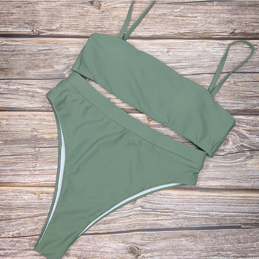 Beach Plain High Rise Triangle Bikinis