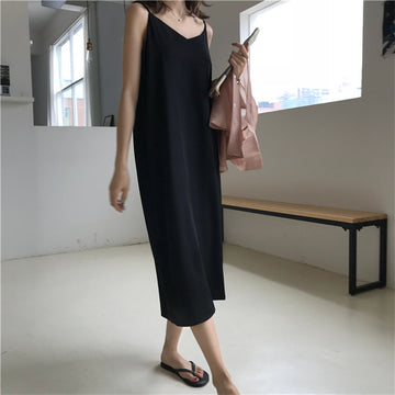 Sexy Women Maxi Dress Loose Sleeveless Dresses V-Neck Sling Long Party Dress