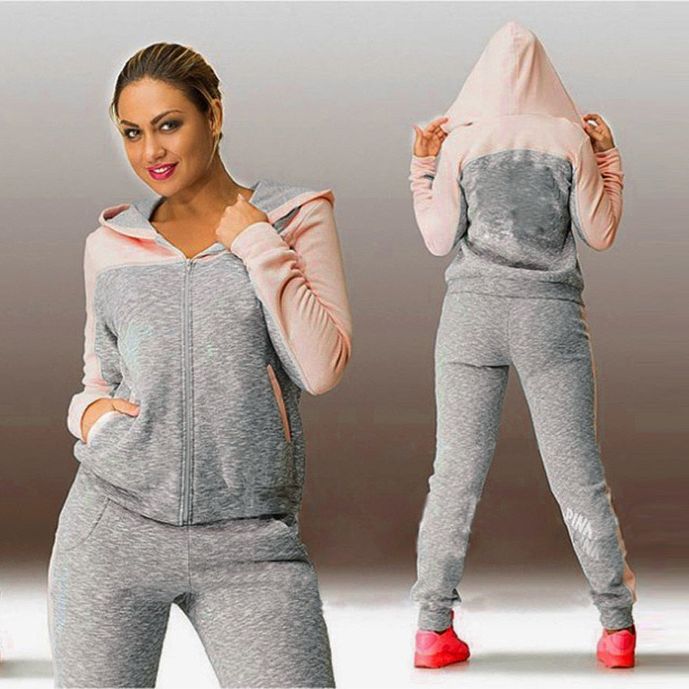 Spring Autumn Casual Women Hoodies Tops Tracksuit Sweat Suit Women's Set Sportswear Solid Long Pants