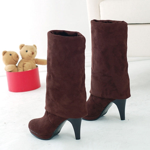 Korean Elastic High-Heeled Knee Snow Boots