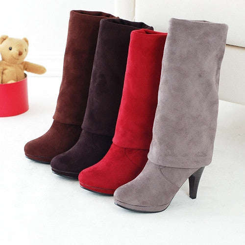 Korean Elastic High-Heeled Knee Snow Boots