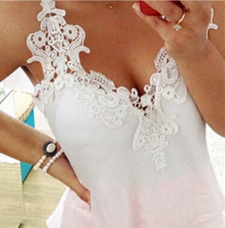 Lace Splicing Chiffon Strap Blouse