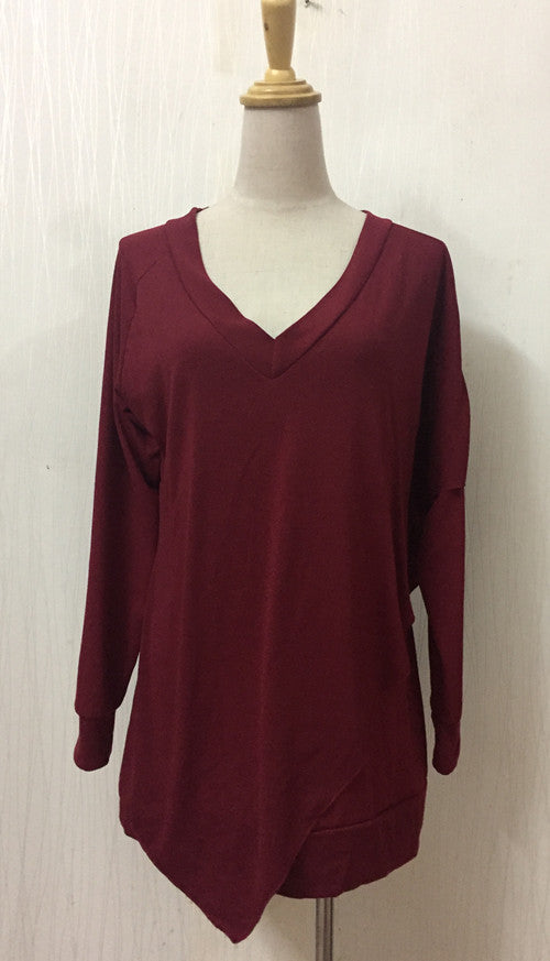 V-neck Pure Color False Two Picture Cloak Blouse