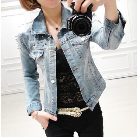Short Demin Rivet Jacket Womens Coat - Meet Yours Fashion - 1