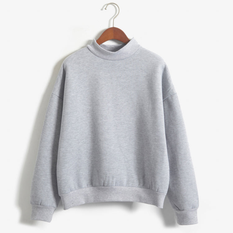 Candy Color Middle Neck Loose Sweatshirt