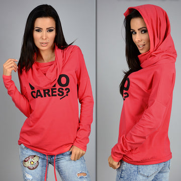 Letter Print Loose Regular Pile Collar Hooded Hoodie