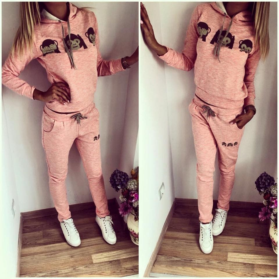 Long Sleeves Hooded Long Pants 3D Flower Print Activewear Set