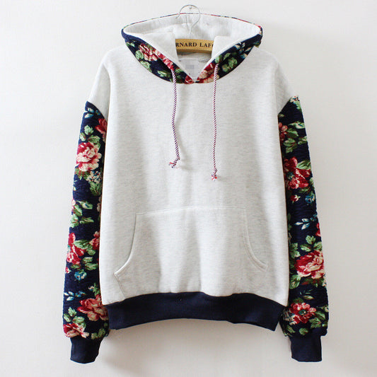 Print Retro Pullover Long Sleeve Loose Hoodie