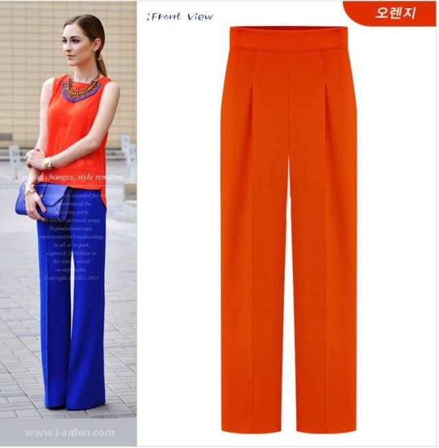 Straight Pure Color Casual Wide Legs Pants