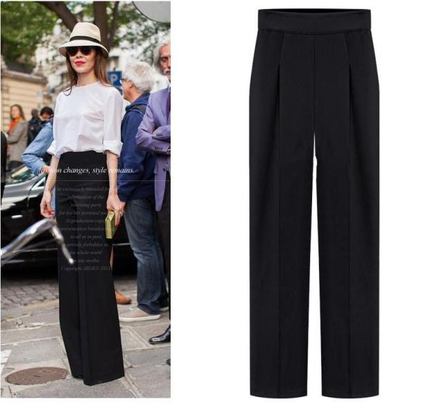 Straight Pure Color Casual Wide Legs Pants