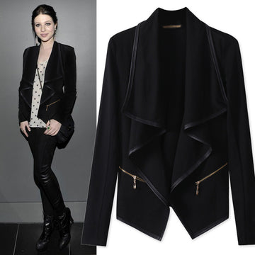 Irregular Long Sleeves Lapel Turn-down Collar Short Coat