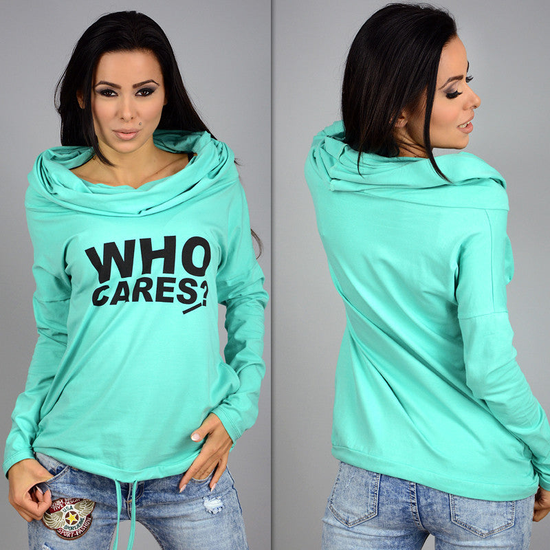 Letter Print Loose Regular Pile Collar Hooded Hoodie