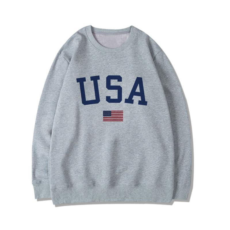 Winter Wram Usa Letter Print Women Fashion Long Sleeve Hoodie Sweatshirt Harajuku Jumper Hooded Pullover Tops Casual Loose Coat