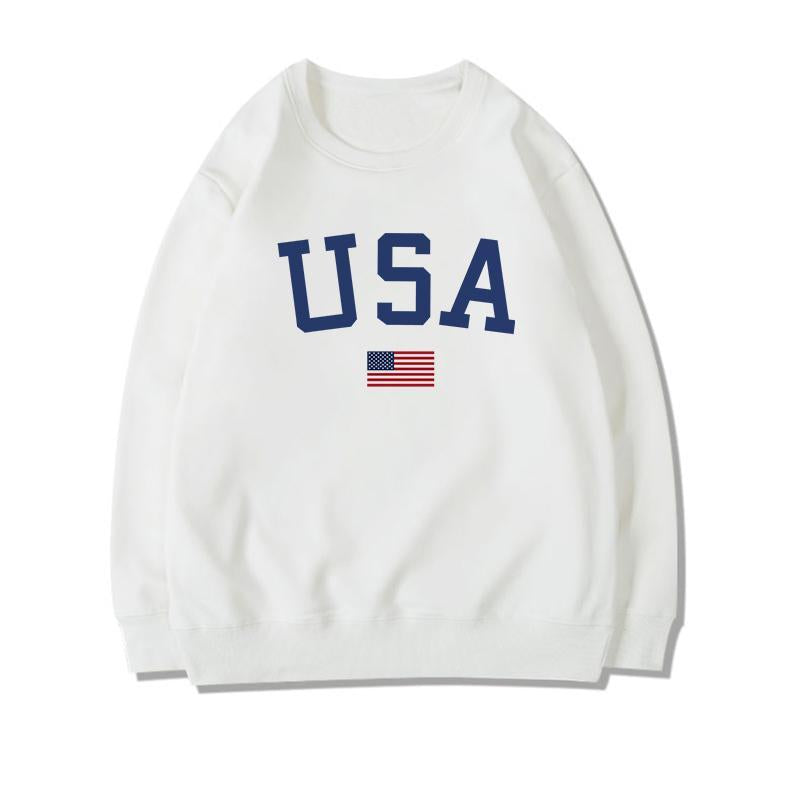 Winter Wram Usa Letter Print Women Fashion Long Sleeve Hoodie Sweatshirt Harajuku Jumper Hooded Pullover Tops Casual Loose Coat