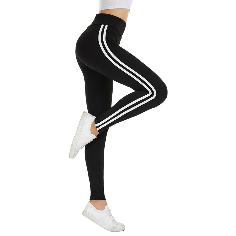 Sports Camo Stripes High Waist Skinny Leggings Pants