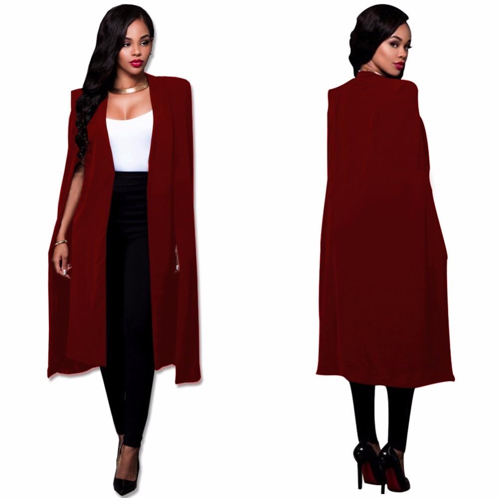 Women Cloak Cape Long Blazer Coat Fashion Personality Notched Neck Lapel Split Jacket Suits Workwear Blazer