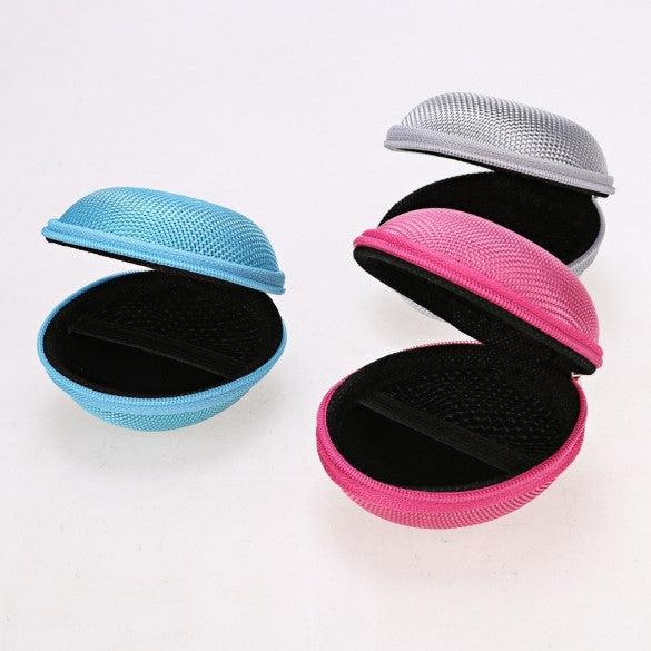 Portable Round Hard Earphone Carrying Case Earbuds SD/ TF Cards Storage Wallet