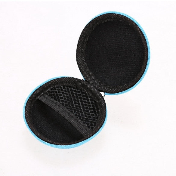 Portable Round Hard Earphone Carrying Case Earbuds SD/ TF Cards Storage Wallet