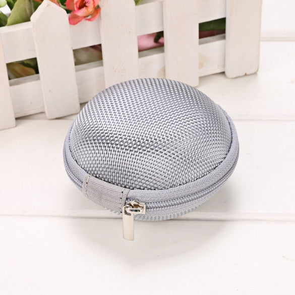 Portable Round Hard Earphone Carrying Case Earbuds SD/ TF Cards Storage Wallet