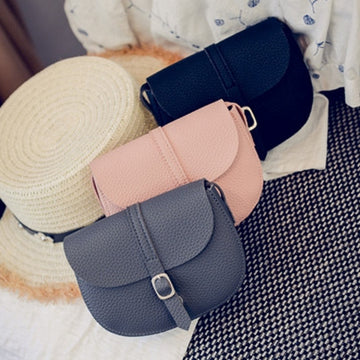 New Women Synthetic Leather Messenger Bag Soft Solid Flap Bag Hasp Closure Casual Party Shoulder Bag