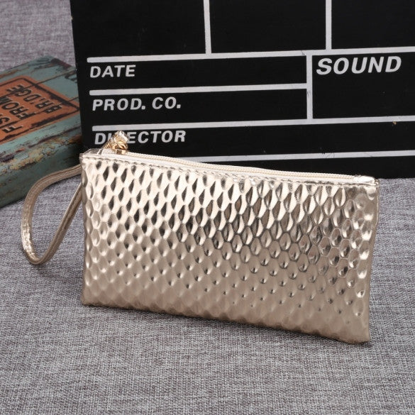 New Women Synthetic Leather Plaid Clutch Wallet Rectangle Casual OL Party Purse