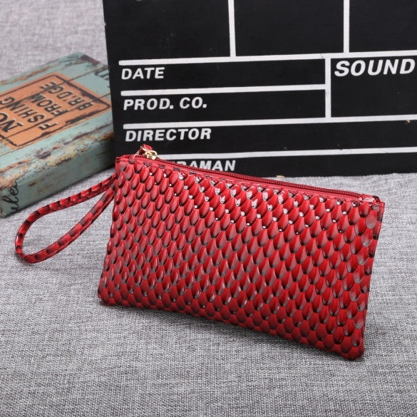 New Women Synthetic Leather Plaid Clutch Wallet Rectangle Casual OL Party Purse