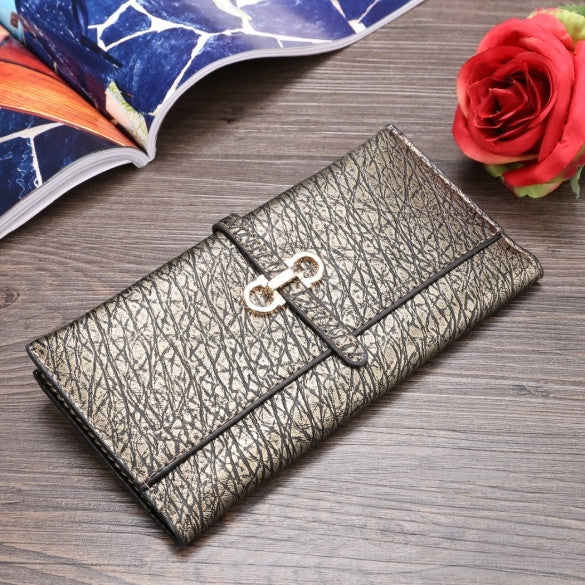 New Women Synthetic Leather Print Long Wallet Soft Casual OL Vintage Style Purse