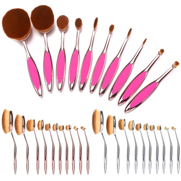 New 10PCS Makeup Face Powder Blusher Cosmetic Toothbrush Shaped Foundation Powder Brush Set