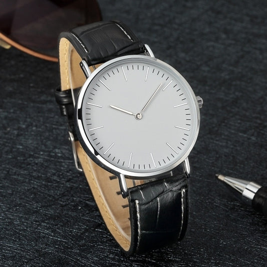 Fashion Men Round Dial Synthetic Leather Band Watch Wristwatch Analog Quartz for Business