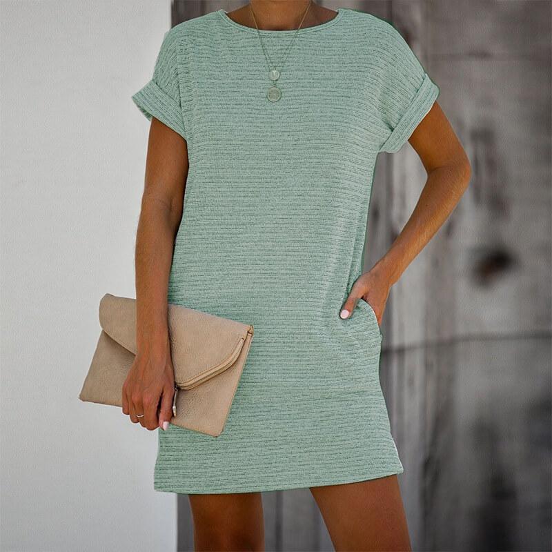 Simple Loose Cotton Short Dress