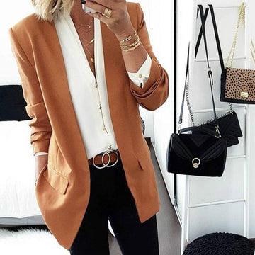 Plus Size Open Front Slim Blazer