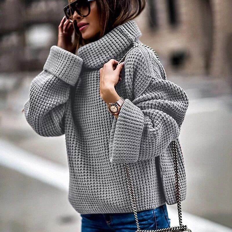 Turtleneck Wide Sleeve Knit Crochet Sweater