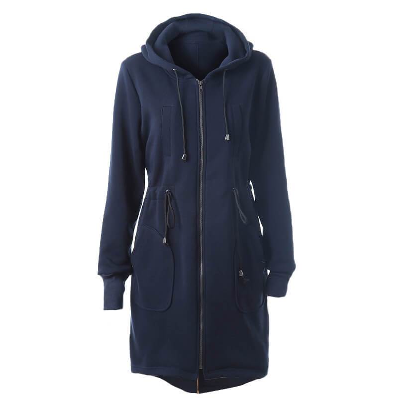 Hoodie Drawstring Longline Coat