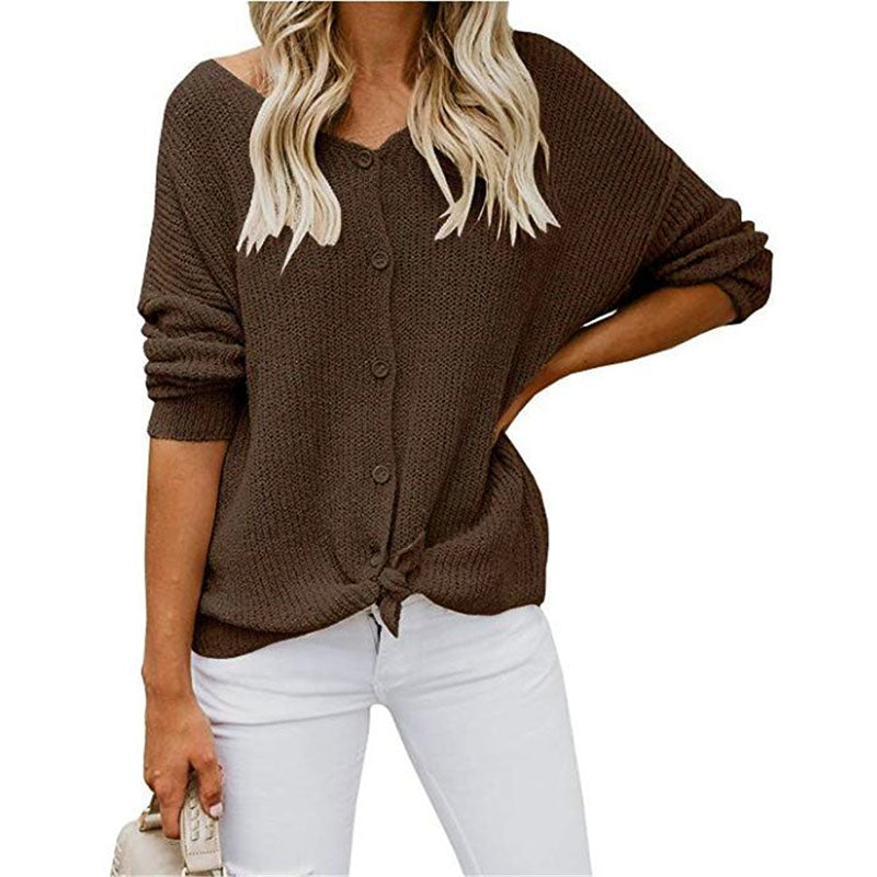 Loose Soild Knitted Cardigan