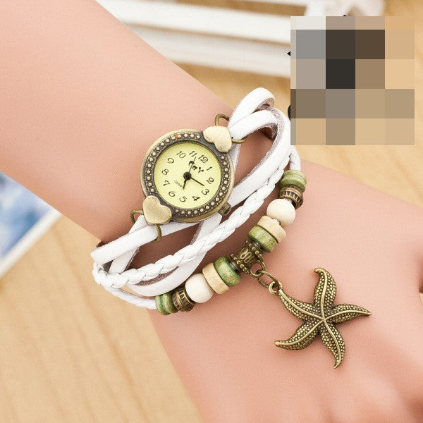 Heart Starfish Woven Bracelet Watch